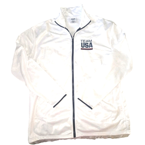 Team USA White Zip-Up Jacket Size L - Picture 1 of 4